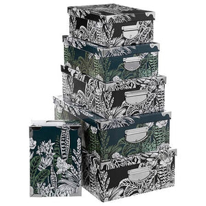 Комплект от 6 картонени кутии 5five, Flora, Черни с метални ъгли