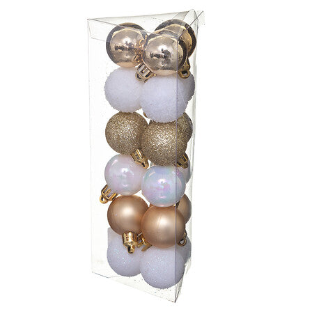 Коледни топки atmosphera Colorama de Noël, Комплект 18 бр., Бяло и Златно, 3 cm