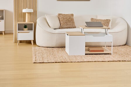 Кафе маса с повдигащ плот 5five Luma, Стомана, 90 cm, Бяла