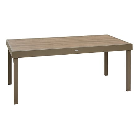 Piazza sliding extension extendable table 12 seats glass printed truffle coffee
