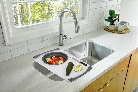 Folding PP chopping board with colander