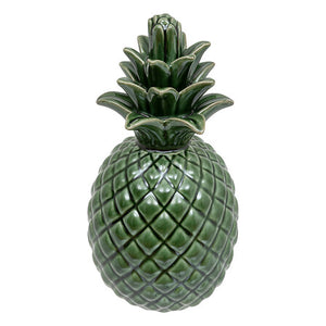 Ananas decorativ cu atmosferă Panama, 20cm, ceramică, verde