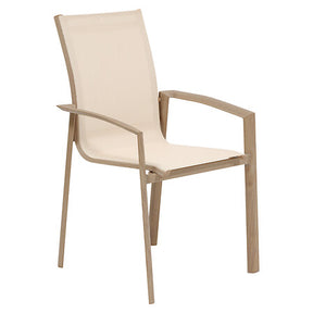 Axant stackable dining chair aluminum printed linen honey
