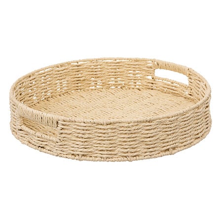 Кръгла табла 5five Kord, Плетена хартия, Ø35 cm, Бяла
