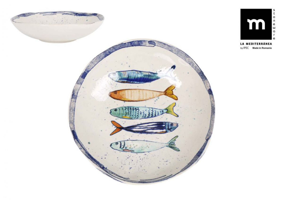 Bol adânc LA MEDITERRANEA Peixe, 21 cm, porțelan