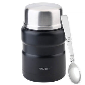 Termos alimentar KingHoff 1459, 500 ml, oțel inoxidabil, indestructibil, negru