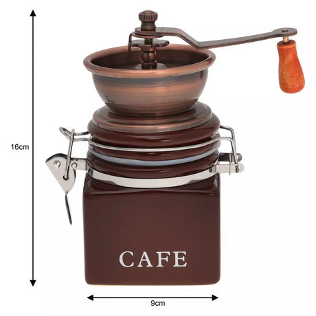 Râșniță de cafea manuală KingHoff 4146, mecanism ceramic, corp metalic și ceramic