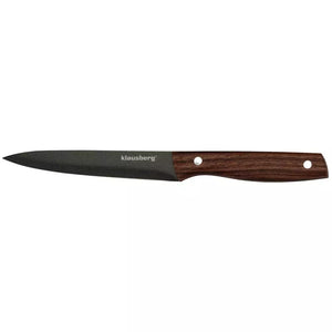 Set cuțite cu suport Klausberg 7616, 6 piese, Inox, Maro/Gri