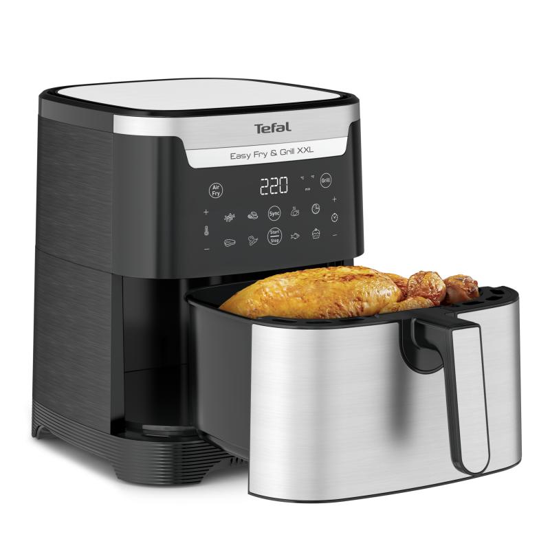 Уред за здравословно готвене с горещ въздух Tefal Easy Fry XXL Flexcook EY801D15, 6.5 L, 1400 W, Черен/Сребрист