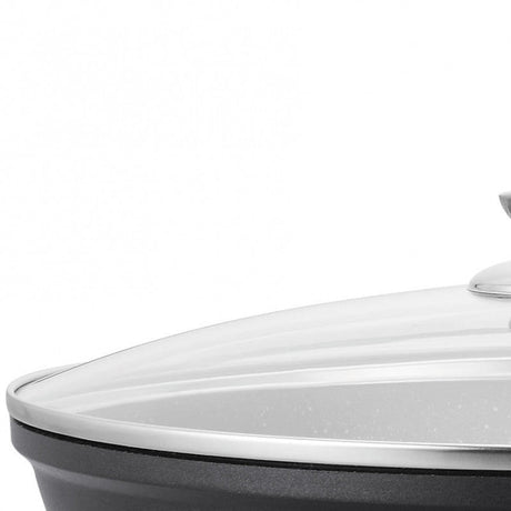 Tigaie wok Royalty Line BW30M, 30 cm, acoperire din marmură, inducție, mâner moale, negru